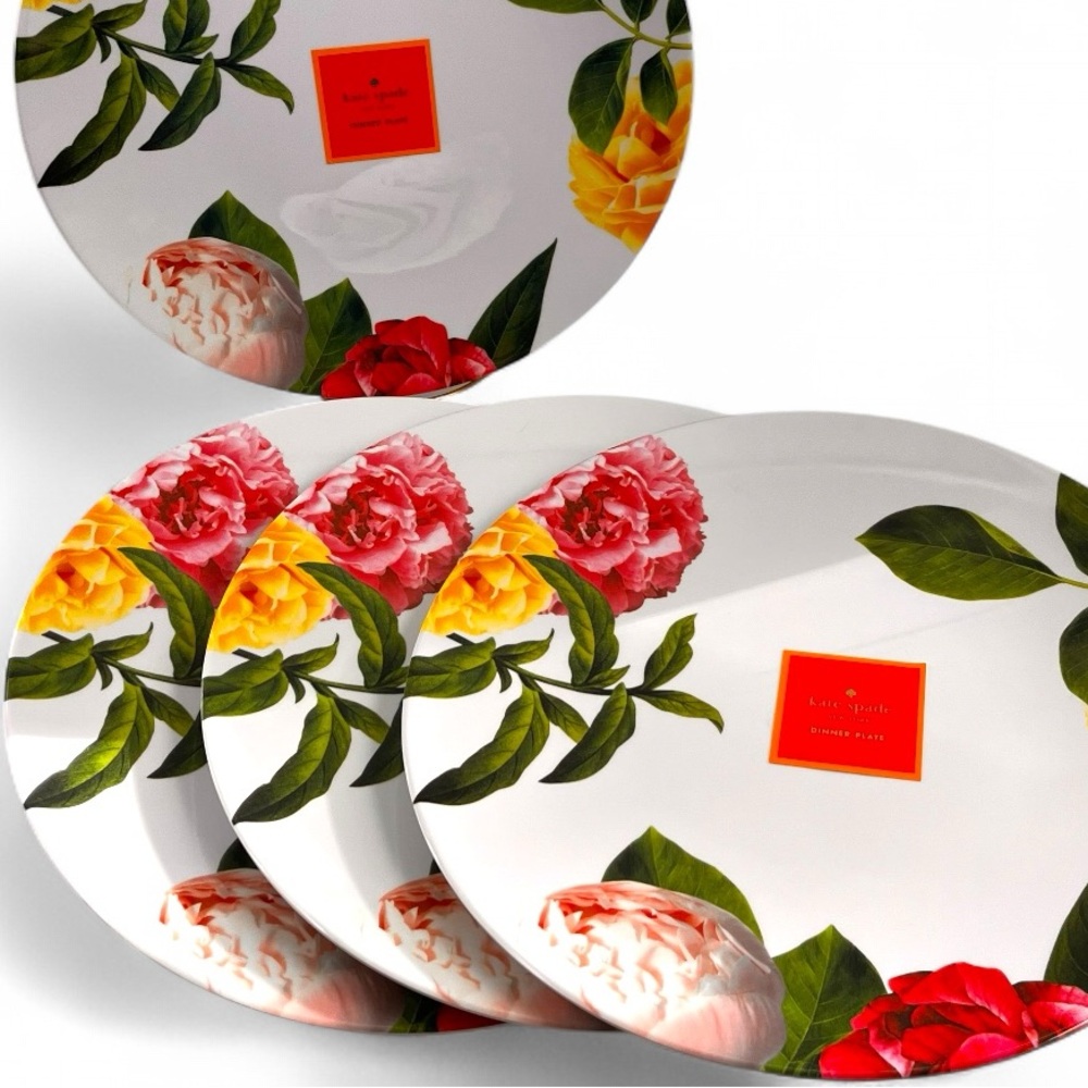 Kate Spade NY Patio Floral Melamine Dinner Plate Set of 4 – 11” NWT
